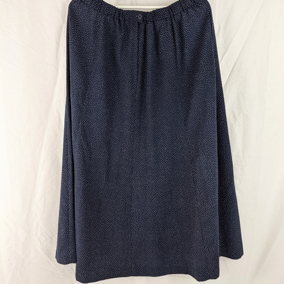 VINTAGE 80s Navy & White Dot Midi Skirt Sz 14 - Picture 2 of 5
